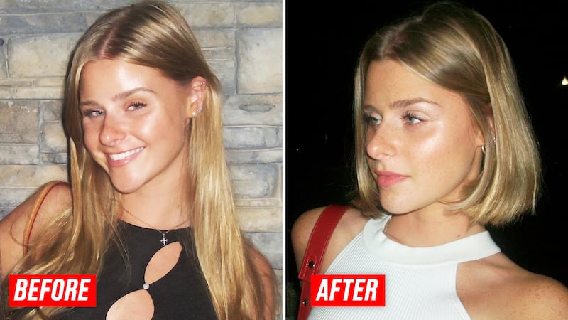 Nealy Simms before and after hair transformation.