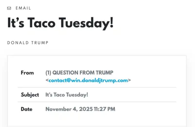Trump's campaign fundraising email