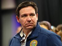 Florida Governor Ron DeSantis attends the drivers meeting prior to the NASCAR Cup Series Daytona 500 at Daytona International Speedway on February 19, 2024 in Daytona Beach, Florida.