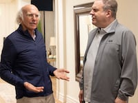 Photo still of Larry David and Jeff Garlin in “Curb Your Enthusiasm.”