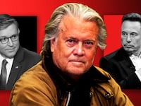 Mike Johnson, Steve Bannon, Elon Musk illustration