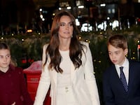 Princess Charlotte of Wales, Catherine, Princess of Wales and Prince George of Wales on December 08, 2023