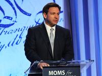 Republican presidential candidate Florida Gov. Ron DeSantis speaks during the Moms for Liberty summit in Philadelphia, Pennsylvania.