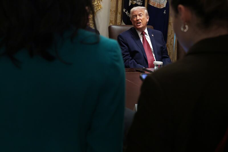 U.S. President Donald Trump lashes out at an ABC reporter during his roundtable with farmers.