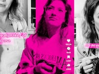 A triptych of screenshots show Summer England in her TikTok videos speaking to the camera, recounting her tales of meeting her neighbor and their romance.