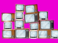 A photo illustration of television sets.