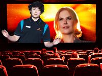 A photo illustration of the Regal Cinemas pre-film reel and Nicole Kidman in AMC's theater ad.