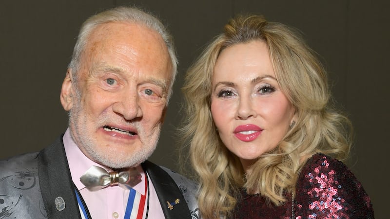 Buzz Aldrin and Anca Faur in 2019.
