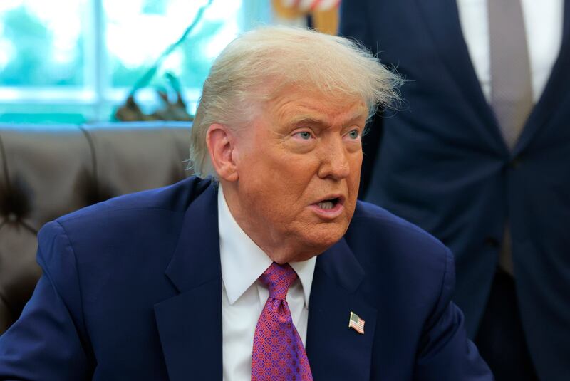 President Donald Trump answering questions in the Oval Office on June 10, 2025 floated without evidence that Lisa Monaco was behind the alleged use of the autopen in the Biden administration.