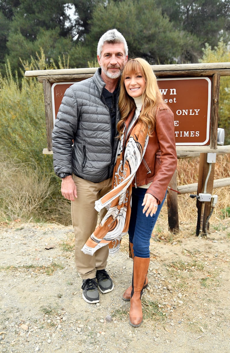 Joe Lando and Jane Seymour in California in 2021. (Photo by Michael Tullberg/Getty Images)