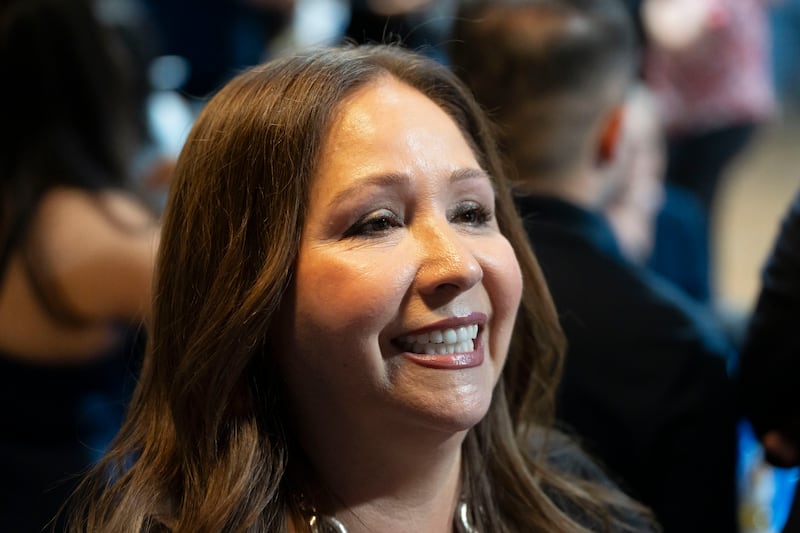 TUCSON, ARIZONA - JULY 15: Democratic U.S. congressional candidate Adelita Grijalva speaks to the media during a primary election-night party at El Casino Ballroom on July 15, 2025 in South Tucson, Arizona. Grijalva, the Pima County supervisor, is running in a special election held for the state's 7th District seat vacated by the death of her father, longtime U.S. Rep. Raul Grijalva. (Photo by Rebecca Noble/Getty Images)