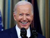 U.S. President Joe Biden smiles as he answers a question during a news conference held after the 2022 U.S. midterm elections in the State Dining Room at the White House in Washington, U.S., November 9, 2022.