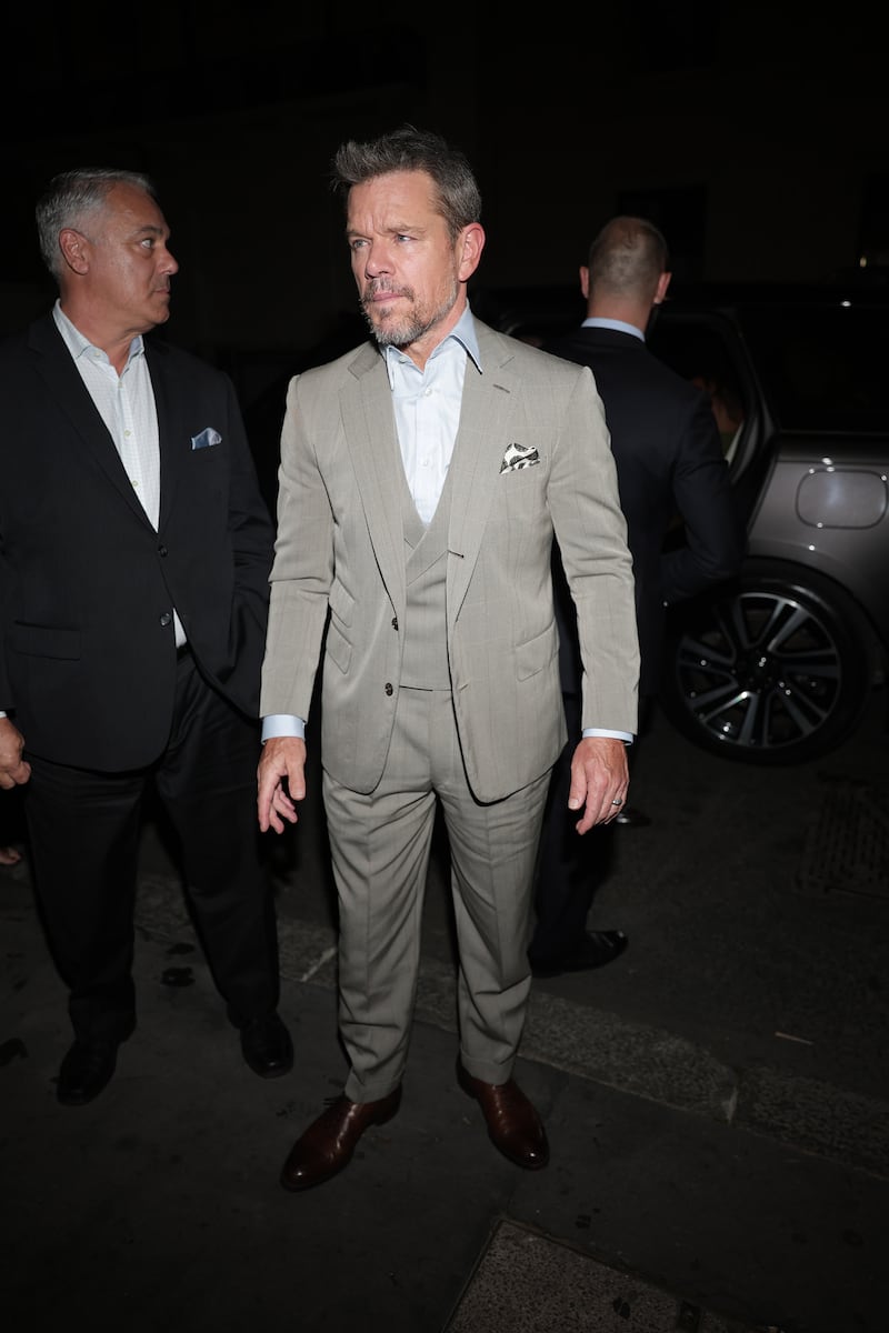 Matt Damon attends the after-party of "The Odyssey" at Oswald's club in Mayfair on July 7, 2026, in London.