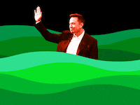 An animation of Elon Musk in a green swamp.