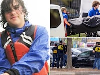 A composite of Joshua Jahn and the Dallas shooting crime scene photos