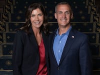 Corey Lewandowski and Kristi Noem in Cleveland, Ohio in September 2020