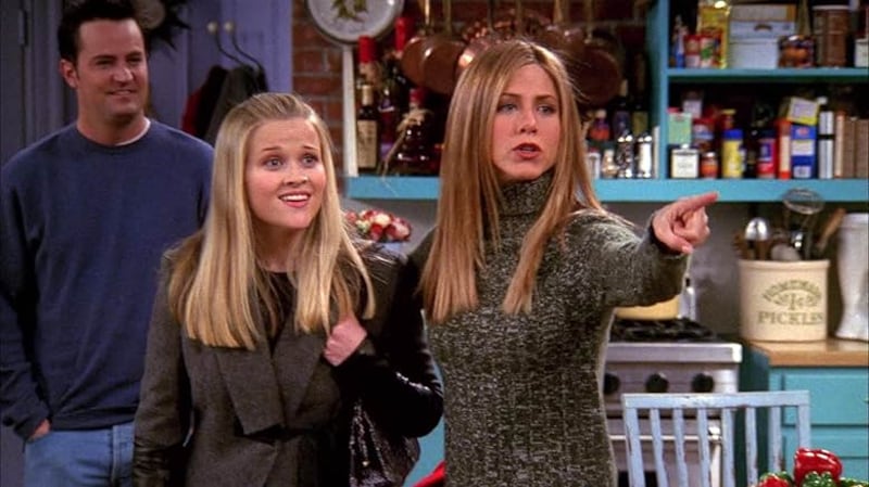 Actress Reese Witherspoon appears next to ‘Friends’ star Jennifer Aniston in the episode titled ‘The One with Rachel’s Sister.’