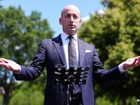WASHINGTON, DC - MAY 30: White House Deputy Chief of Staff Stephen Miller speaks to the media outside the White House on May 30, 2025 in Washington, DC. Miller spoke out against the recent court ruling that blocked the Trump administration's attempt to prevent Harvard University from enrolling foreign students. (Photo by Kevin Dietsch/Getty Images)