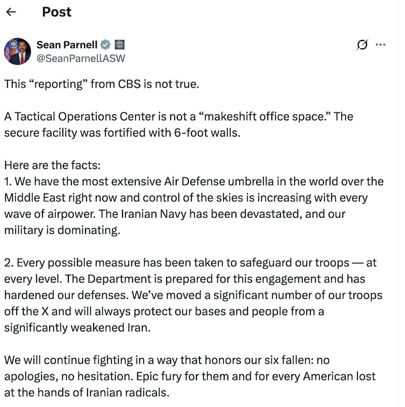Parnell pushed back on CBS News' reported version of events.