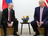 Russia's President Vladimir Putin and U.S. President Donald Trump attend a meeting on the sidelines of the G20 summit in Osaka, Japan June 28, 2019.