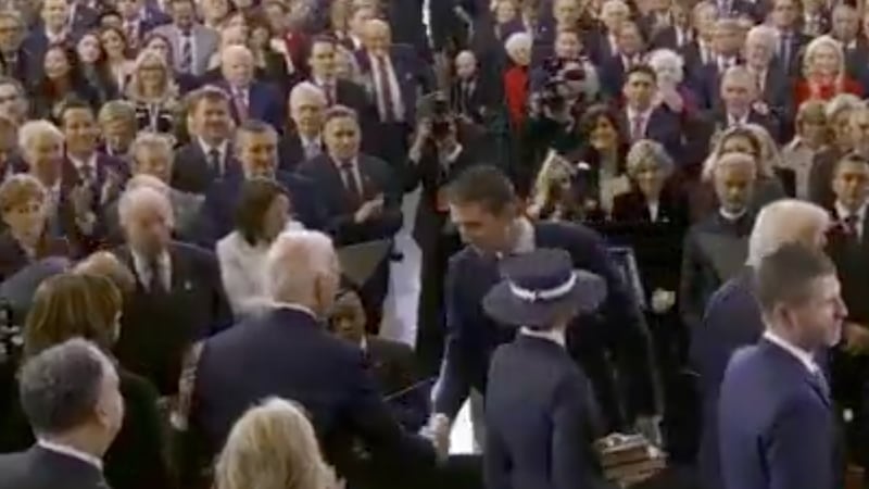 Barron Grump and Joe Biden at the inauguration.