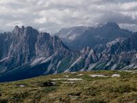 View of the Pomagagnon, Forcella Zumales and Hohe Gaisl (Croda Rossa d'Ampezzo), of the Dolomites, near Cortina D'Ampezzo, Italy, circa 1960. (Photo by E. B. Church/Archive Photos/Getty Images)
