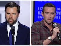 Left: Vice President JD Vance, Right: Former Obama Aide Jon Favreau.