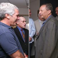 Jeffrey Epstein at a dinner he hosted at Harvard University with Harvard Professors , Alan Dershowitz, Stephen Pinker, Princeton Professor Robert Trivers, Larry Summers, Martin Nowak on September 9, 2004
