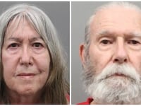 Side-by-side mugshots of Carolyn Luke and Timothy Miller.