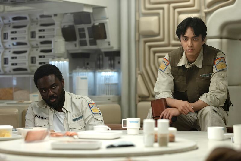 (L-R) Babou Ceesay as Morrow and Tom Moya as Clem.