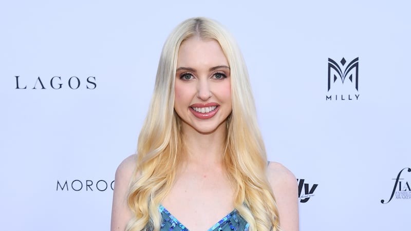 Chloe Cherry poses in a blue sequined dress as she attends The Daily Front Row's 9th Annual Fashion Los Angeles Awards in 2025.