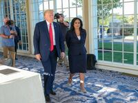 Former President Donald Trump and moderator Kristen Welker