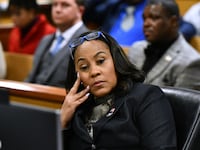 Fulton County District Attorney Fani Willis appears before Judge Scott McAfee for a hearing in the 2020 Georgia election interference case