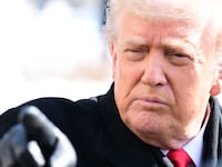 President of the United States Donald J. Trump speaks to reporters prior to departing The White House in Washington, DC, United States on January 27, 2026.
