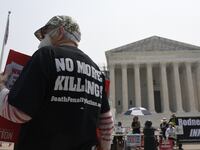 Death penalty protesters demonstrate outside the US Supreme Court in Washington, DC, on June 29, 2023.
