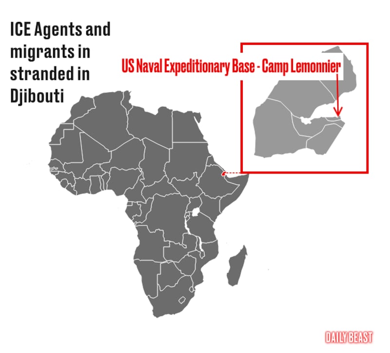 A locator map of US military base Camp Lemonier in Djibouti.