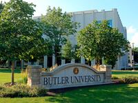 Entrance sign into Butler University in Indianapolis.