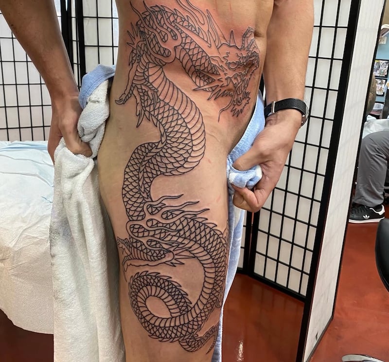 Joe Manganiello shows off the process for his first tattoo.