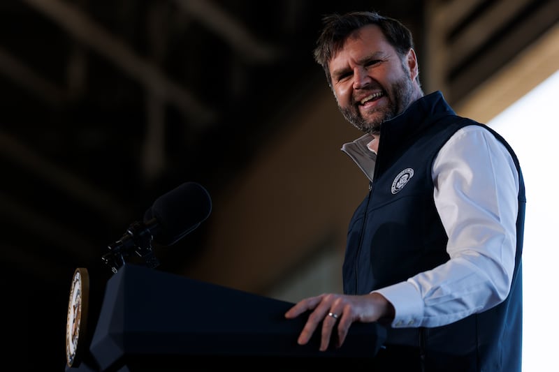 U.S. Vice President JD Vance delivers remarks to members of the US military.
