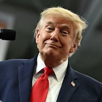 US President Donald Trump smiles as he finishes his speach during a campaign rally at Curtis D. Menard Memorial Sports Center in Wasilla, Alaska, on October 13, 2026. (Photo by Kent NISHIMURA / AFP via Getty Images)