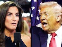 Kaitlan Collins and Donald Trump.