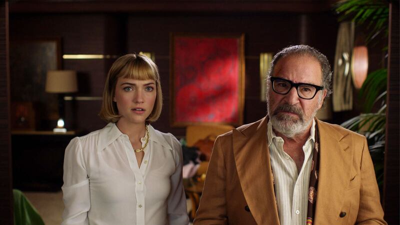 A photo including Violett Beane and Mandy Patinkin in the show Death and Other Details on Hulu