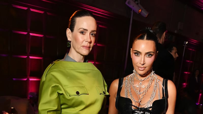 LONDON, ENGLAND - OCTOBER 22: Sarah Paulson and Kim Kardashian attend the Disney+ London premiere after party for Hulu's 'All's Fair' on October 22, 2025 in London England on October 22, 2025 in London, England.