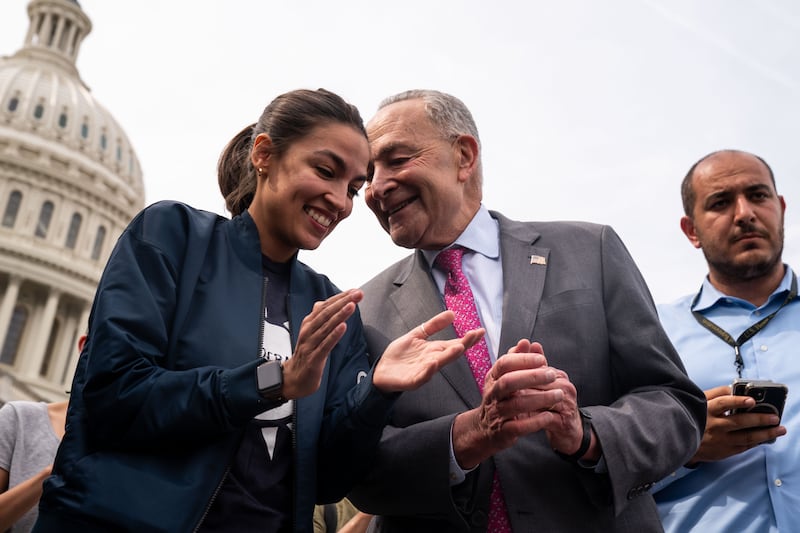 Alexandria Ocasio-Cortez and Chuck Schumer