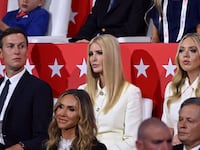 MILWAUKEE, WISCONSIN - JULY 18: Jared Kushner, son-in-law of former U.S. President Donald Trump, Ivanka Trump and Tiffany Trump, daughters of former U.S. President Donald Trump, look on during the fourth day of the Republican National Convention at the Fiserv Forum on July 18, 2024 in Milwaukee, Wisconsin. Delegates, politicians, and the Republican faithful are in Milwaukee for the annual convention, concluding with former President Donald Trump accepting his party's presidential nomination. The RNC takes place from July 15-18. (Photo by Leon Neal/Getty Images)