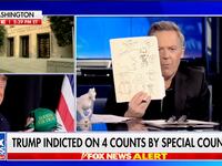 Donald Trump’s third indictment this year was so unremarkable to The Five co-host Greg Gutfeld that the Fox News personality couldn’t help but draw several crude doodles while the news was first announced.