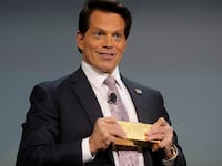 Anthony Scaramucci speaks on stage at a business conference in New York City on September 14, 2021.