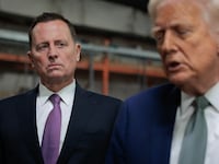 WASHINGTON, DC - MARCH 17: U.S. President Donald Trump speaks to the media alongside Richard Grenell, President of The Kennedy Center Board of Trustees, during a guided tour of the John F. Kennedy Center for the Performing Arts before leading a board meeting on March 17, 2025 in Washington, DC. After shunning the annual Kennedy Center Honors during his first term in the White House, Trump fired the center’s president, removed the bipartisan board of Biden appointees and named himself Chairman of the storied music, theater and dance institution. (Photo by Chip Somodevilla/Getty Images)
