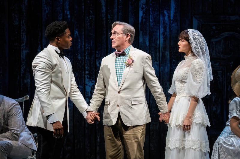 Ephraim Sykes, Richard Thomas, and Zoey Deutch in 'Our Town.'