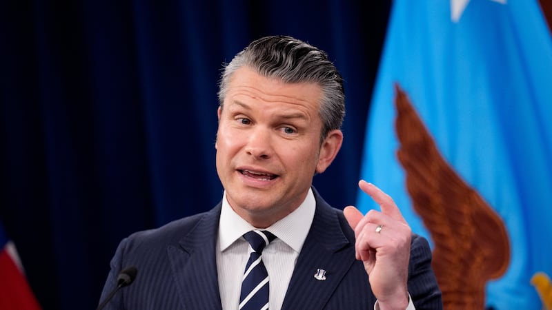 Defense Secretary Pete Hegseth speaks during a news conference at the Pentagon on June 22, 2025 in Arlington, Virginia.
